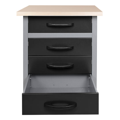 24" x 24" Steel Workbench with 4 Drawers & Solid Wood Top, 33.5" Height Heavy Duty Garage Storage Bench TC005