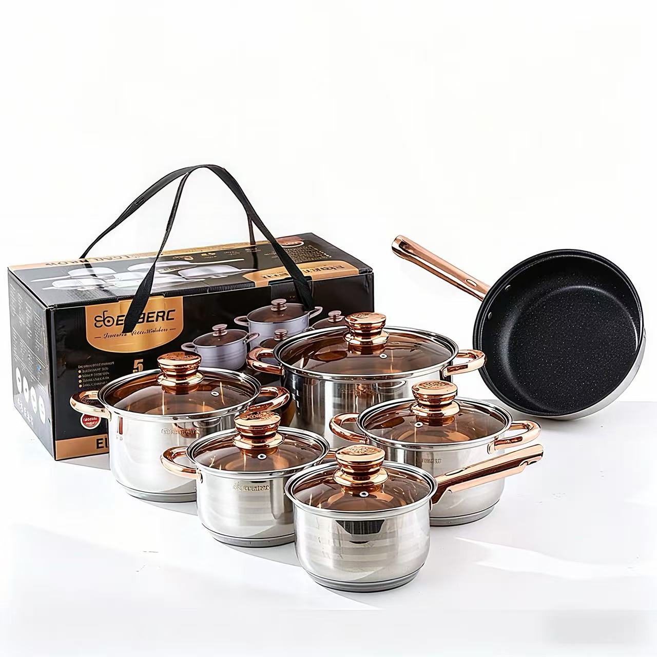 12-Piece Stainless Steel Pots and Pans Cookware Set with Steel Lids TK813
