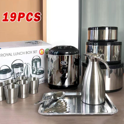 19-Piece Stainless Steel Outdoor Camping Cookware Set with Food Jar TK923