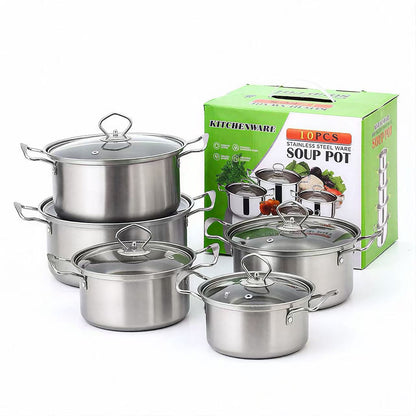 5-Piece Stainless Steel Non-Stick Cookware Set with Glass Lids TKHQ28