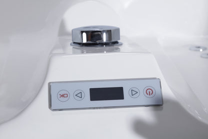 2-Person Whirlpool Massage Bathtub 70.9" with Heater, Water Jets, Air Bubble Nozzles, LED Light & Headrests TMB052