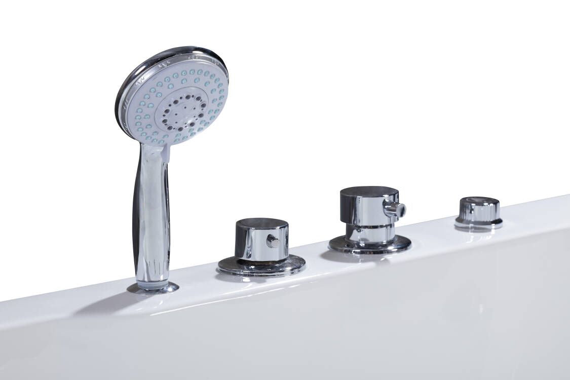 2-Person Whirlpool Massage Bathtub 70.9" with Heater, Water Jets, Air Bubble Nozzles, LED Light & Headrests TMB052