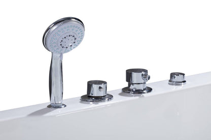2-Person Whirlpool Massage Bathtub 70.9" with Heater, Water Jets, Air Bubble Nozzles, LED Light & Headrests TMB052