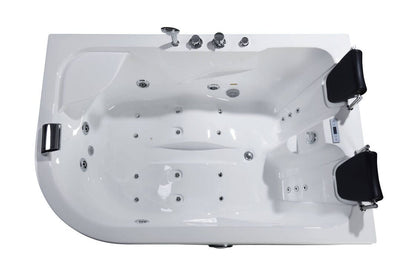 2-Person Whirlpool Massage Bathtub 70.9" with Heater, Water Jets, Air Bubble Nozzles, LED Light & Headrests TMB052