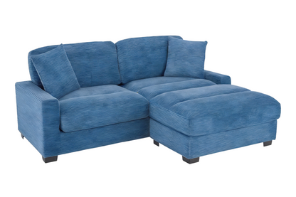 86" L-Shape Sectional Sofa with Reversible Ottoman & Pillows – Left/Right Chaise Couch Gray/Teal/Avocado BO958