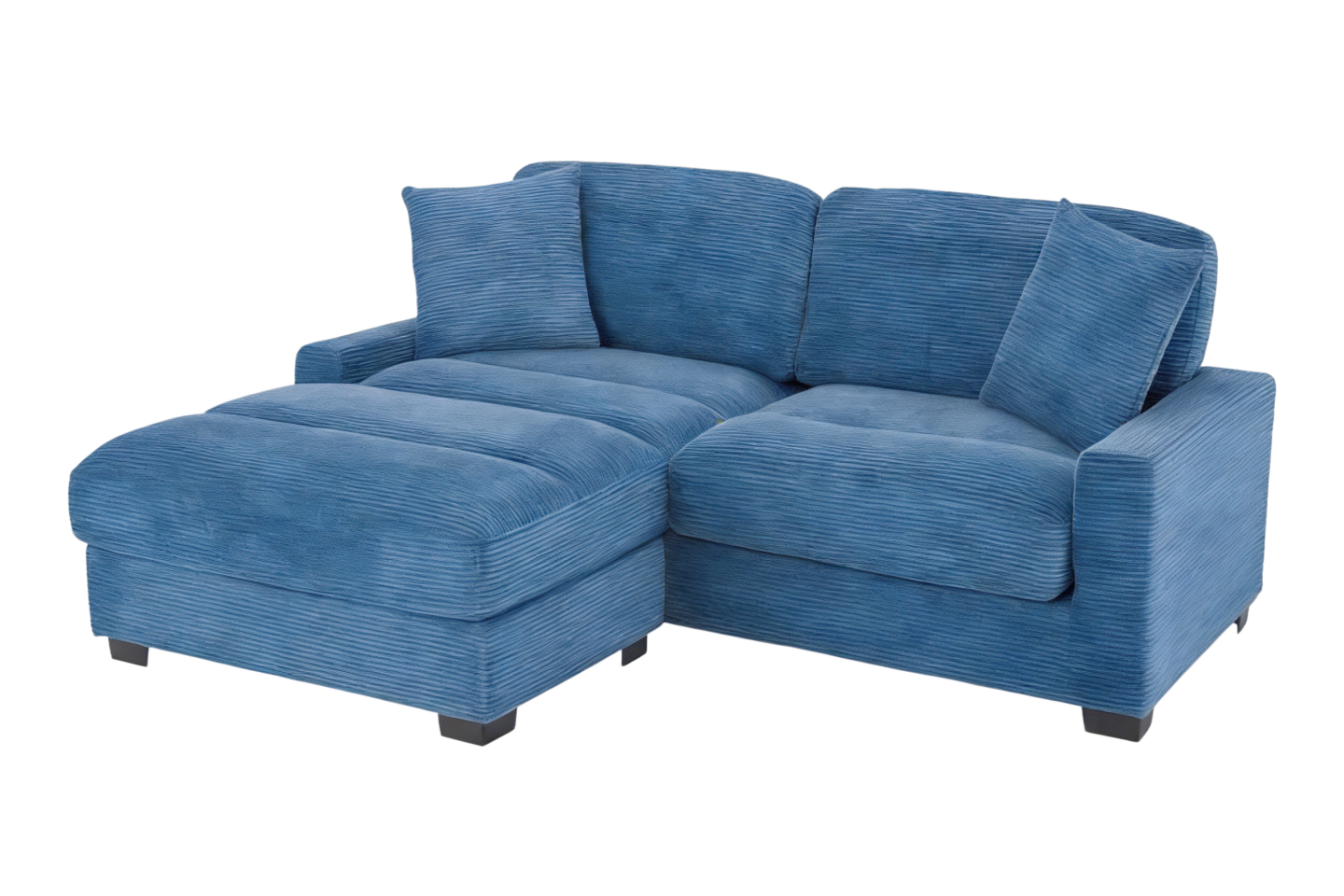 86" L-Shape Sectional Sofa with Reversible Ottoman & Pillows – Left/Right Chaise Couch Gray/Teal/Avocado BO958