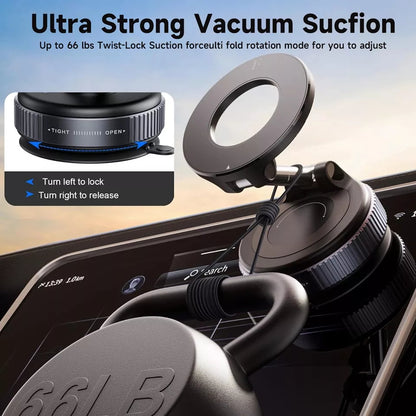 360° Vacuum Magnetic Phone Holder with Rotary Lock Suction Cup LGUH021
