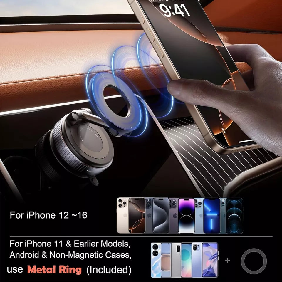 360° Vacuum Magnetic Phone Holder with Rotary Lock Suction Cup LGUH021