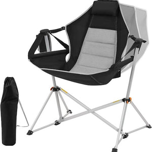 Folding Rocking Camping Chair Padded Oxford Seat Steel Frame 47.2" Heavy Duty Black X004LTMRE9