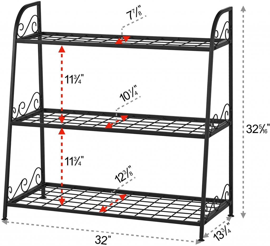 3-tier metal plant stand with potted plants in living room
Black powder-coated plant rack used indoors
Metal flower shelf displayed on outdoor patio
Sturdy decorative stand with three storage tiers
Compact garden shelf holding flowers and décor items
Close-up of black metal frame and assembly