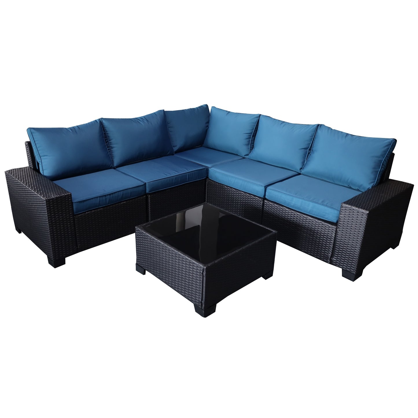 7-Piece Outdoor Patio Rattan Sectional Sofa Set with Cushions & Coffee Table