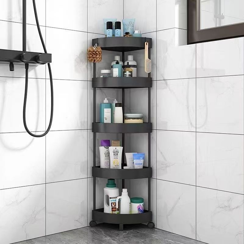 5-Tier Corner Storage Rack Slim Organizer Shelf 14.2" x 14.2" x 43.3" YYCR21
