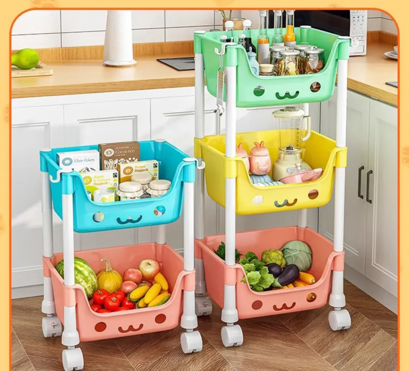 3-Tier Slim Storage Rack Organizer Shelf 12.2" x 8.3" x 27.6" YYSR13