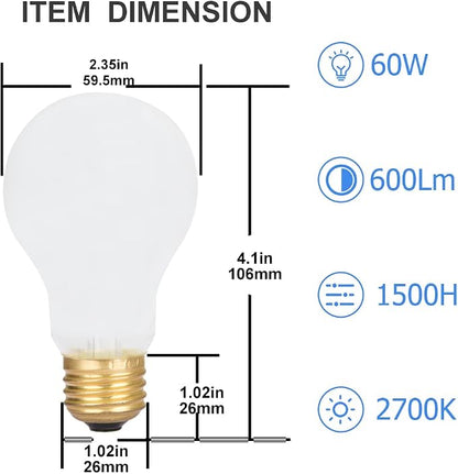 A19 Incandescent Light Bulbs – Standard E26 Household Ceiling & Table Lamp Bulbs, Soft Warm White - General Equipment with | Sold by Uncle Wiener's Wholesale