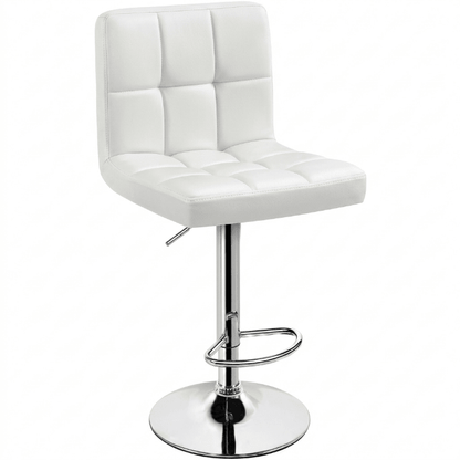 AAdjustable Swivel Faux Leather Bar Stool – Modern Padded Counter Chair with Chrome Base (Single and 2 - Pack Options) - Hand Tools with 1 - Pack – White BS06W | Sold by Uncle Wiener's Wholesale
