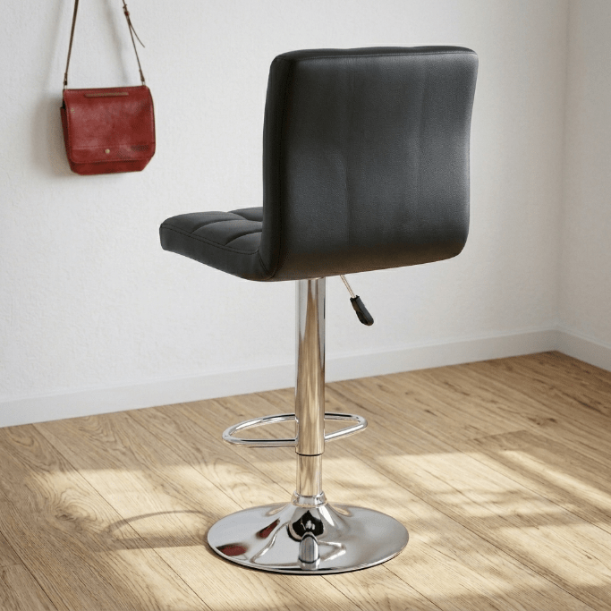 AAdjustable Swivel Faux Leather Bar Stool – Modern Padded Counter Chair with Chrome Base (Single and 2 - Pack Options) - Hand Tools with 1 - Pack – Black BS06 | Sold by Uncle Wiener's Wholesale