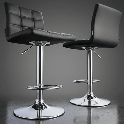 AAdjustable Swivel Faux Leather Bar Stool – Modern Padded Counter Chair with Chrome Base (Single and 2 - Pack Options) - Hand Tools with 2 - Pack – Black BS062B | Sold by Uncle Wiener's Wholesale