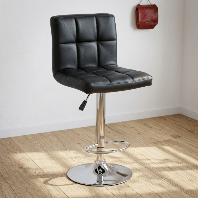AAdjustable Swivel Faux Leather Bar Stool – Modern Padded Counter Chair with Chrome Base (Single and 2 - Pack Options) - Hand Tools with 1 - Pack – Black BS06 | Sold by Uncle Wiener's Wholesale