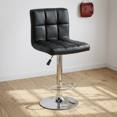 AAdjustable Swivel Faux Leather Bar Stool – Modern Padded Counter Chair with Chrome Base (Single and 2 - Pack Options) - Hand Tools with 1 - Pack – Black BS06 | Sold by Uncle Wiener's Wholesale