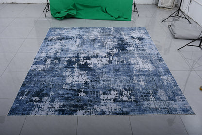Abstract Area Rugs – 10x12 & 10x14 FT Soft Cashmere Feel, Non - Slip Polyester Living Room Rugs - with LGW1012 – Blue/Gray/White – 10ft x 12ft (300 x 360 cm) | Sold by Uncle Wiener's Wholesale