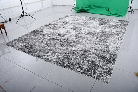 Abstract Area Rugs – 10x12 & 10x14 FT Soft Cashmere Feel, Non - Slip Polyester Living Room Rugs - with HGW1012 – Black/Gray/White – 10ft x 12ft (300 x 360 cm) | Sold by Uncle Wiener's Wholesale