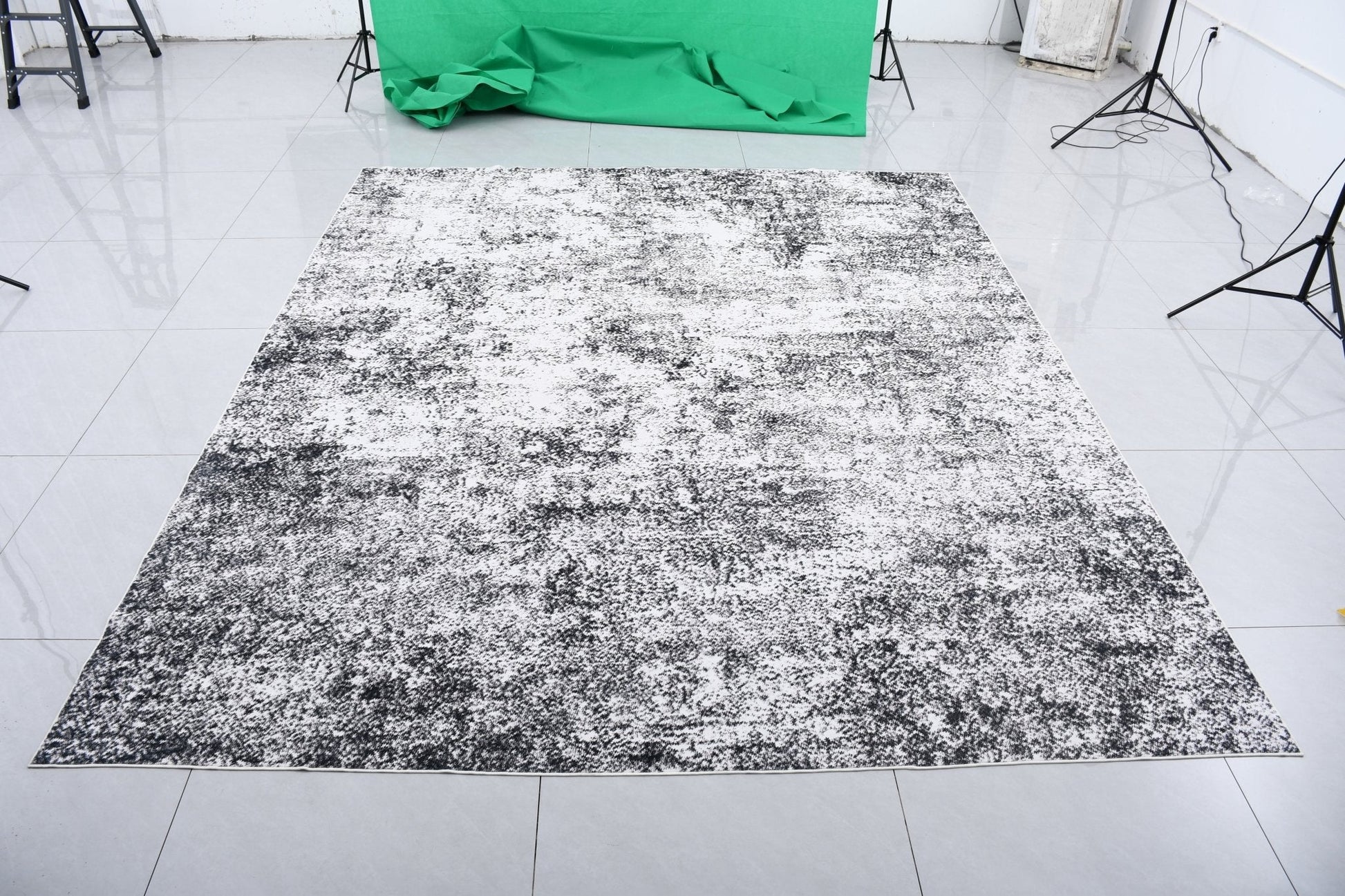 Abstract Area Rugs – 10x12 & 10x14 FT Soft Cashmere Feel, Non - Slip Polyester Living Room Rugs - with HGW1012 – Black/Gray/White – 10ft x 12ft (300 x 360 cm) | Sold by Uncle Wiener's Wholesale