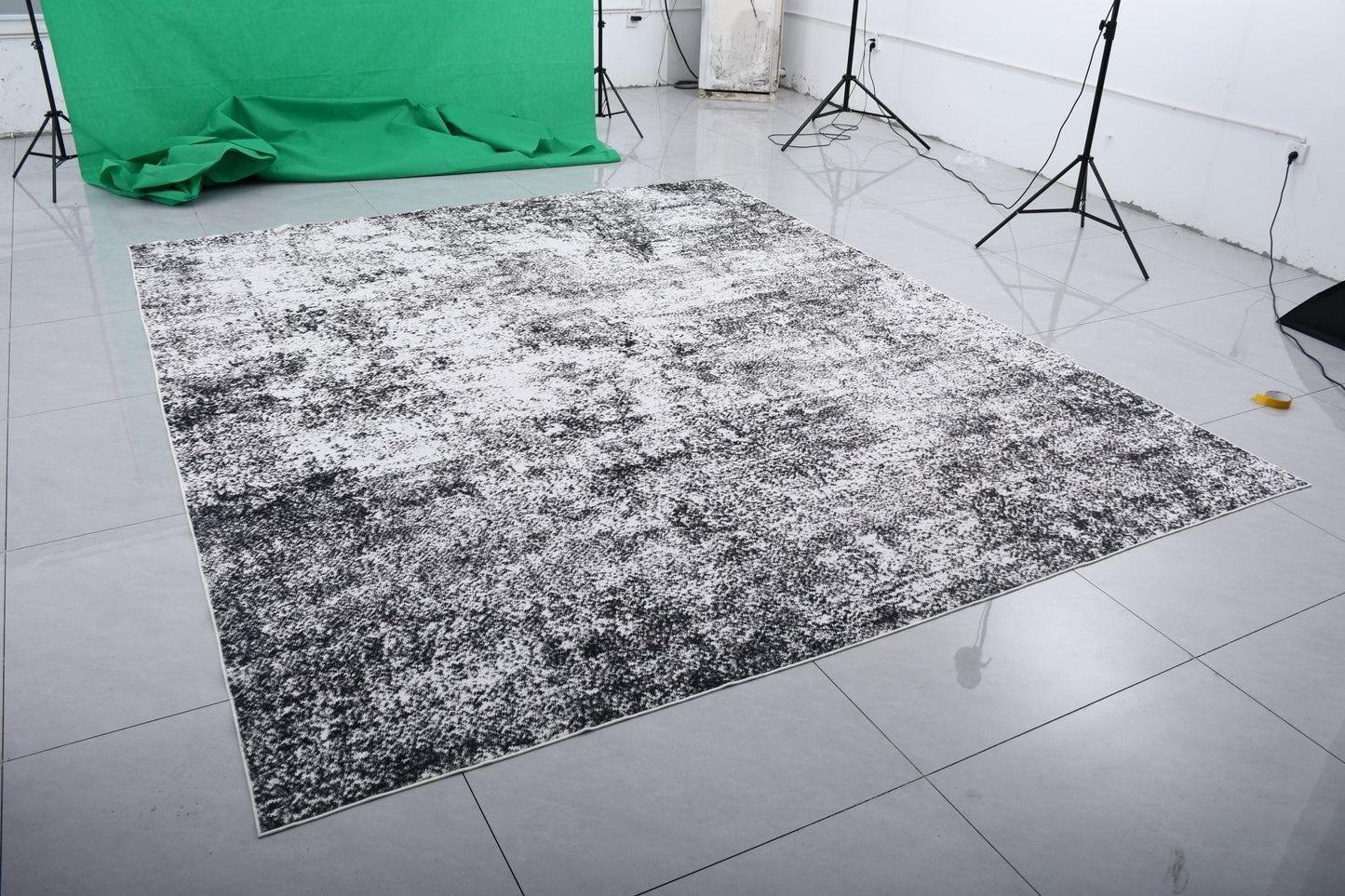 Abstract Area Rugs – 10x12 & 10x14 FT Soft Cashmere Feel, Non - Slip Polyester Living Room Rugs - with HGW1012 – Black/Gray/White – 10ft x 12ft (300 x 360 cm) | Sold by Uncle Wiener's Wholesale