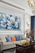Acocifi Flowers Canvas Wall Art White Elegant Floral Painting Grey Blue Painting Colorful Textured Picture Botanical Bloosom Modern Artwork for Living Room Bedroom Bathroom Office Home Decor 40"x20" - with | Sold by Uncle Wiener's Wholesale
