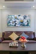 Acocifi Flowers Canvas Wall Art White Elegant Floral Painting Grey Blue Painting Colorful Textured Picture Botanical Bloosom Modern Artwork for Living Room Bedroom Bathroom Office Home Decor 40"x20" - with | Sold by Uncle Wiener's Wholesale