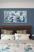 Acocifi Flowers Canvas Wall Art White Elegant Floral Painting Grey Blue Painting Colorful Textured Picture Botanical Bloosom Modern Artwork for Living Room Bedroom Bathroom Office Home Decor 40"x20" - with | Sold by Uncle Wiener's Wholesale