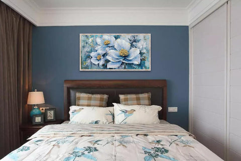 Acocifi Flowers Canvas Wall Art White Elegant Floral Painting Grey Blue Painting Colorful Textured Picture Botanical Bloosom Modern Artwork for Living Room Bedroom Bathroom Office Home Decor 40"x20" - with | Sold by Uncle Wiener's Wholesale