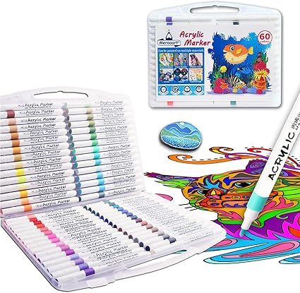 Acrylic Paint Pens 60 Colours Medium Tip Paint Markers for Rock Painting, Glass, Wood, Canvas, Ceramic and DIY Crafts - Markers with | Sold by Uncle Wiener's Wholesale