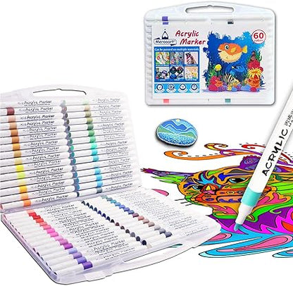 Acrylic Paint Pens 60 Colours Medium Tip Paint Markers for Rock Painting, Glass, Wood, Canvas, Ceramic and DIY Crafts - Markers with | Sold by Uncle Wiener's Wholesale