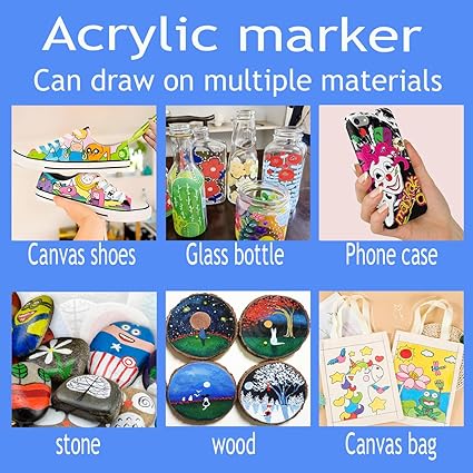 Acrylic Paint Pens 60 Colours Medium Tip Paint Markers for Rock Painting, Glass, Wood, Canvas, Ceramic and DIY Crafts - Markers with | Sold by Uncle Wiener's Wholesale
