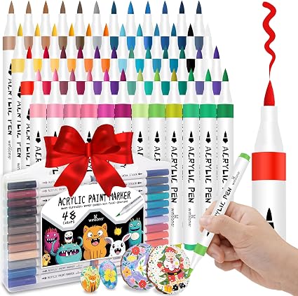 Acrylic Paint Pens Medium Tip Paint Markers for Rock Painting, Glass, Wood, Canvas, Ceramic and DIY Crafts - Markers with 48 Colours | Sold by Uncle Wiener's Wholesale