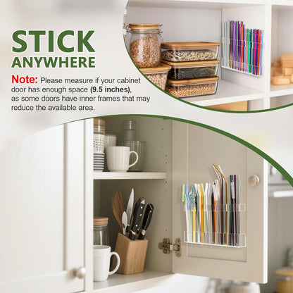 Acrylic Straw Holder 9.5" Cabinet Door Mounted Organizer Clear Kitchen Storage S1360 - with | Sold by Uncle Wiener's Wholesale