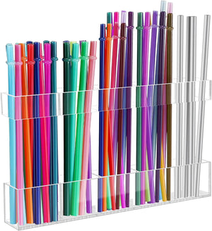 Acrylic Straw Holder 9.5" Cabinet Door Mounted Organizer Clear Kitchen Storage S1360