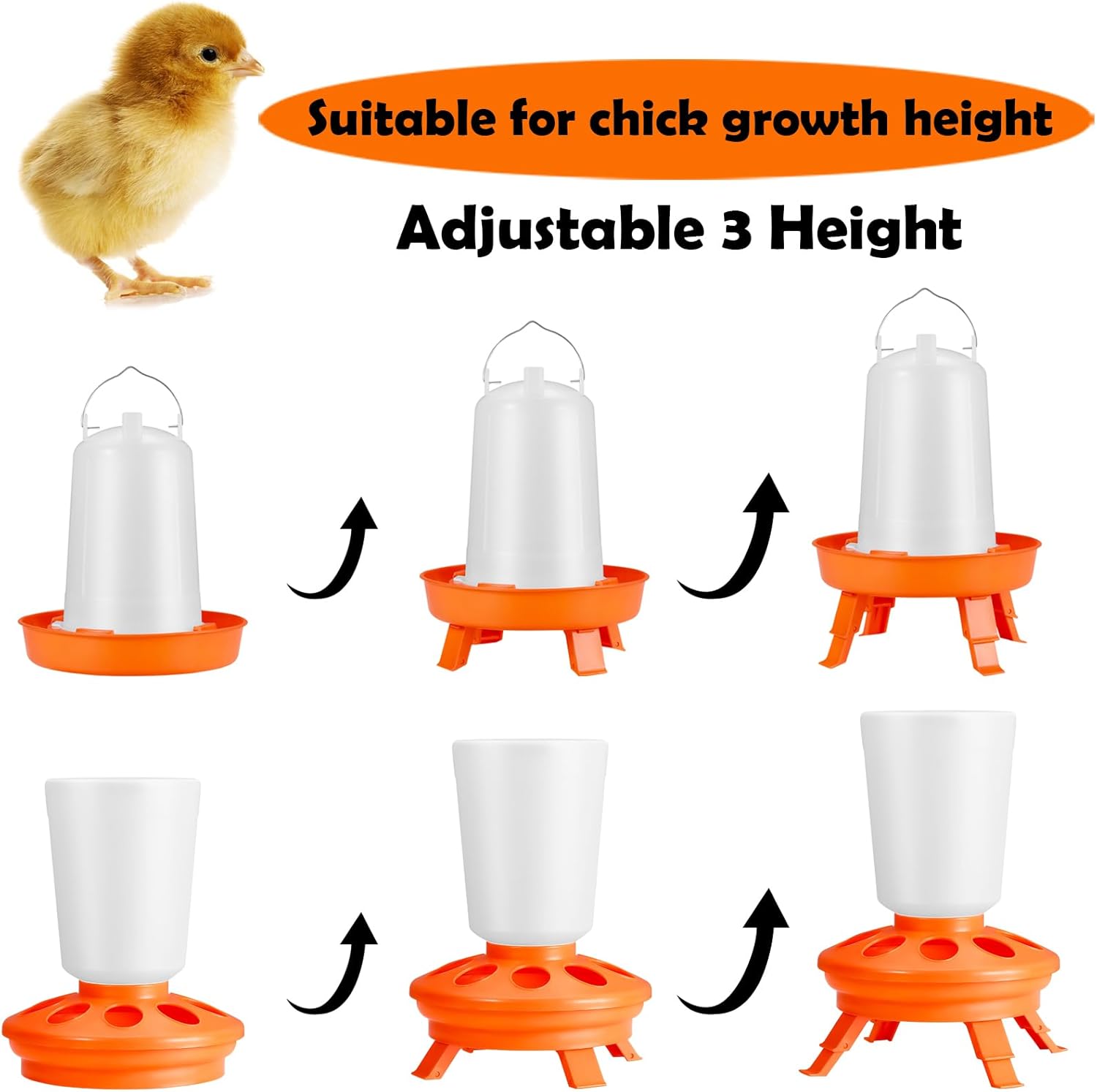 Adjustable 3 - Height Chicken Feeder & Waterer Set – 3KG Feeder & 1.5L Drinker - with | Sold by Uncle Wiener's Wholesale