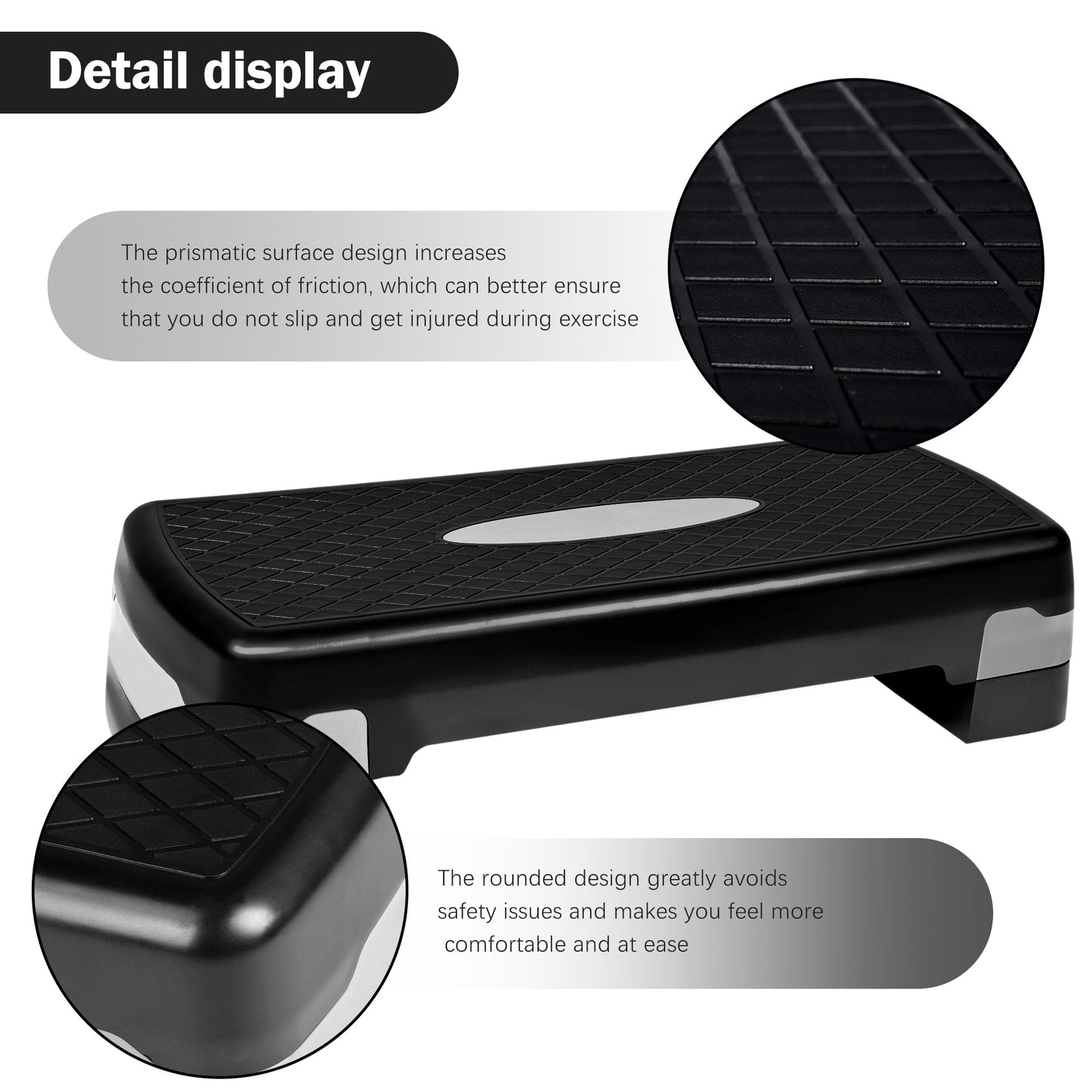 Adjustable Aerobic Step Platform with 4 to 6 Inch Height Levels Slip Resistant Surface Lightweight ABS AMEY68 - with | Sold by Uncle Wiener's Wholesale