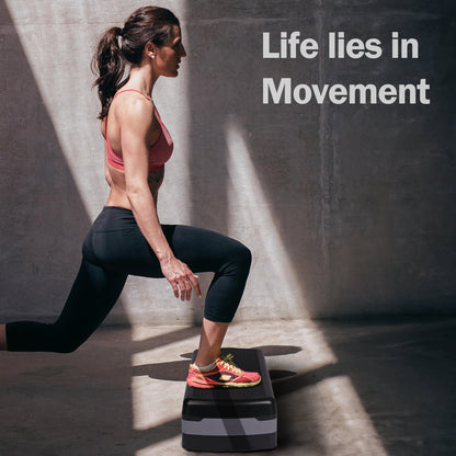 Adjustable Aerobic Step Platform with 4 to 6 Inch Height Levels Slip Resistant Surface Lightweight ABS AMEY68 - with | Sold by Uncle Wiener's Wholesale