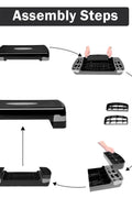 Adjustable Aerobic Step Platform with 4 to 6 Inch Height Levels Slip Resistant Surface Lightweight ABS AMEY68 - with | Sold by Uncle Wiener's Wholesale