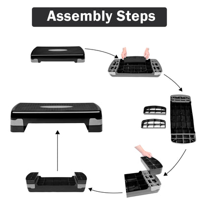 Adjustable Aerobic Step Platform with 4 to 6 Inch Height Levels Slip Resistant Surface Lightweight ABS AMEY68 - with | Sold by Uncle Wiener's Wholesale