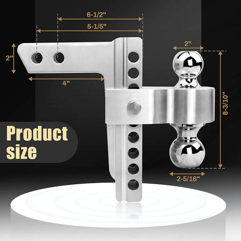 Adjustable Aluminum Trailer Hitch Ball Mount – 8" Drop/Rise, Dual Ball (2" & 2 - 5/16"), 12,500 lbs Towing Capacity – Fits 2" Receiver - with | Sold by Uncle Wiener's Wholesale