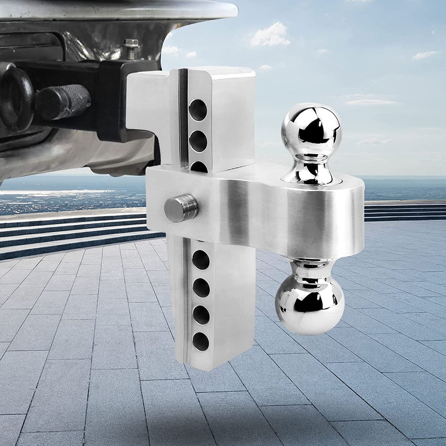 Adjustable Aluminum Trailer Hitch Ball Mount – 8" Drop/Rise, Dual Ball (2" & 2 - 5/16"), 12,500 lbs Towing Capacity – Fits 2" Receiver - with | Sold by Uncle Wiener's Wholesale