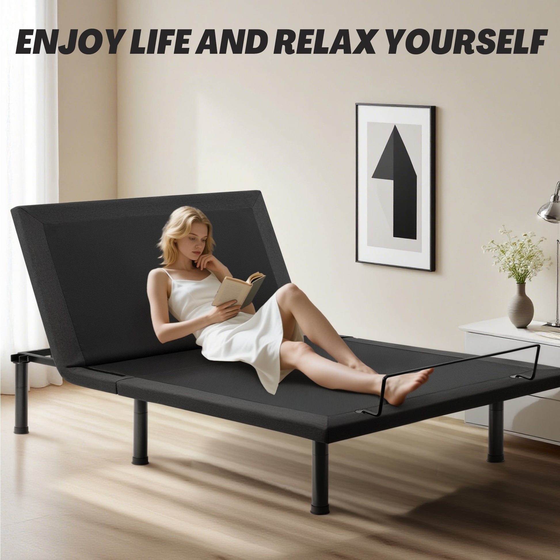 Adjustable Bed Frame with Massage & Remote – USB, LED Light, Twin to King Sizes - with Queen Size | Sold by Uncle Wiener's Wholesale