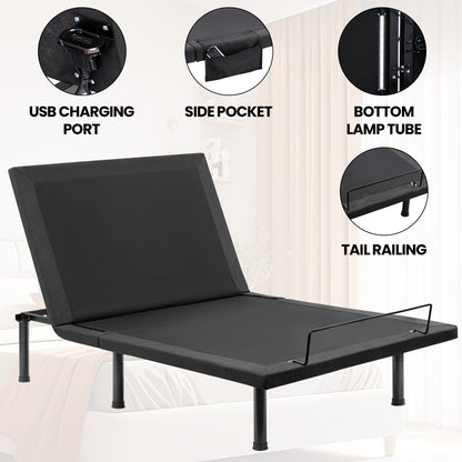 Adjustable Bed Frame with Massage & Remote – USB, LED Light, Twin to King Sizes - with King Size | Sold by Uncle Wiener's Wholesale