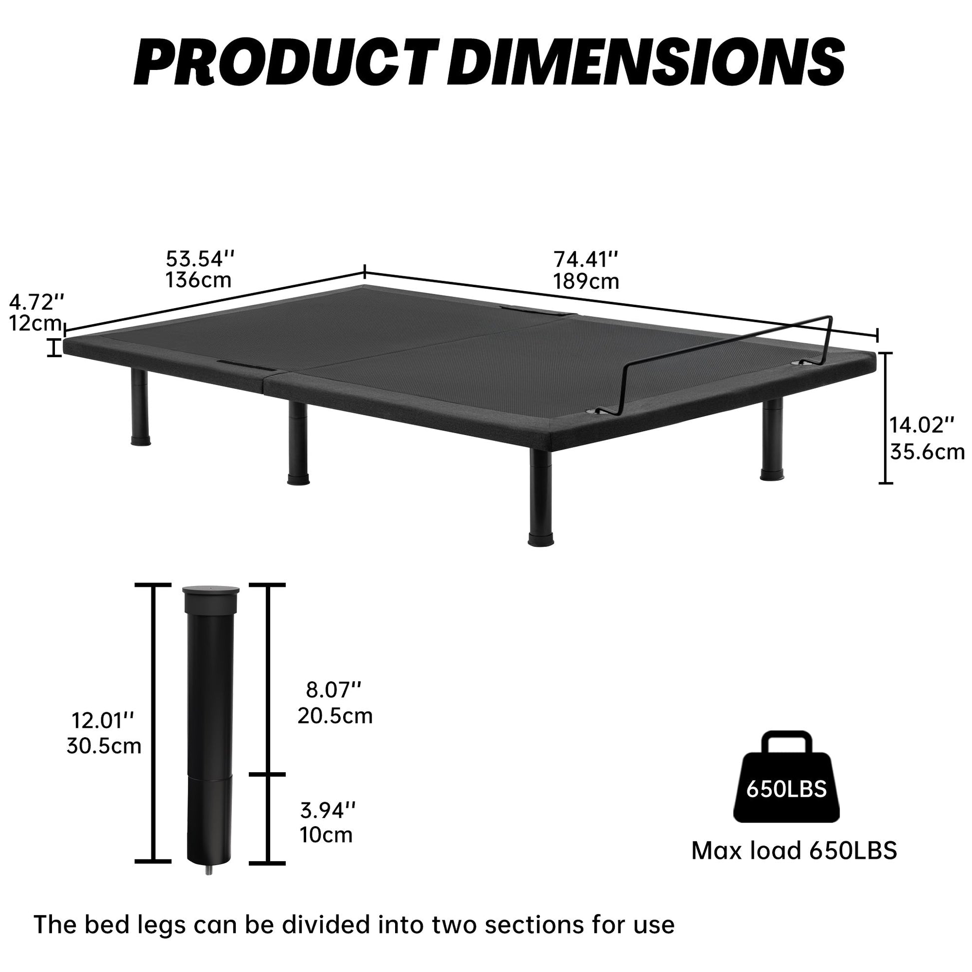 Adjustable Bed Frame with Massage & Remote – USB, LED Light, Twin to King Sizes - with Full Size | Sold by Uncle Wiener's Wholesale