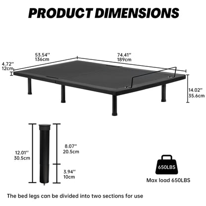 Adjustable Bed Frame with Massage & Remote – USB, LED Light, Twin to King Sizes - with Full Size | Sold by Uncle Wiener's Wholesale