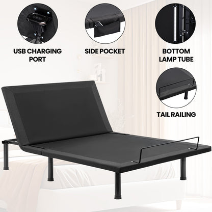 Adjustable Bed Frame with Massage & Remote – USB, LED Light, Twin to King Sizes - with Full Size | Sold by Uncle Wiener's Wholesale