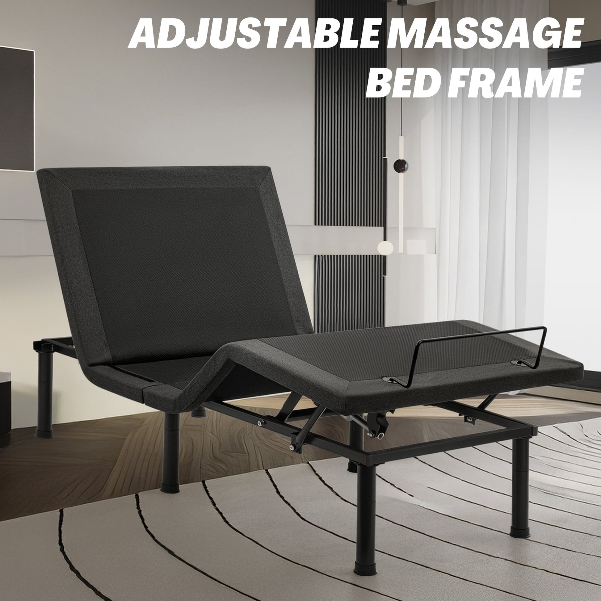 Adjustable Bed Frame with Massage & Remote – USB, LED Light, Twin to King Sizes - with Twin Size | Sold by Uncle Wiener's Wholesale